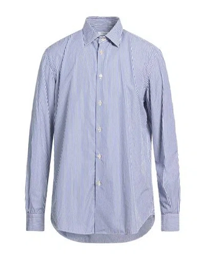 Boglioli Man Shirt Navy Size 17 ½ Cotton In Blue
