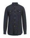 Boglioli Man Shirt Navy Size 17 Linen