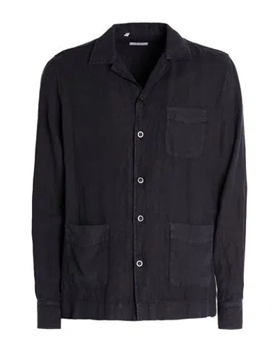 Boglioli Man Shirt Navy Size M Linen In Blue