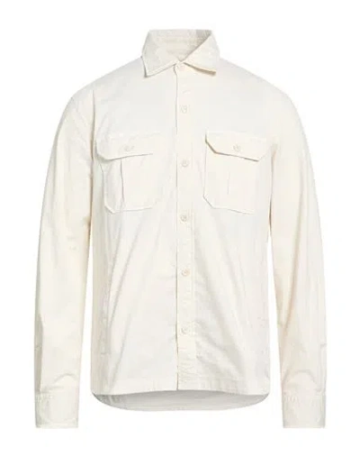 Boglioli Man Shirt Off White Size M Cotton, Elastane In Neutral