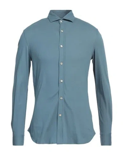 Boglioli Man Shirt Pastel Blue Size 14 Cotton
