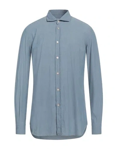 Boglioli Man Shirt Pastel Blue Size 16 Cotton