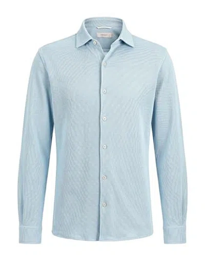 Boglioli Man Shirt Pastel Blue Size 38 Cotton, Elastane