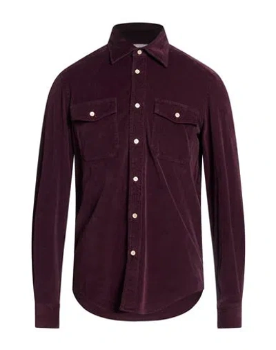 Boglioli Man Shirt Plum Size 15 ½ Cotton In Purple