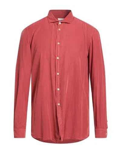 Boglioli Man Shirt Rust Size 16 ½ Lyocell In Red