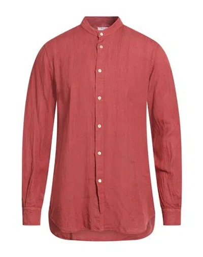 Boglioli Man Shirt Rust Size 17 ½ Linen In Pink