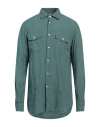 Boglioli Man Shirt Sage Green Size 17 Linen In Sage Green