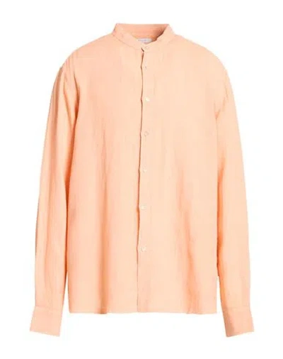 Boglioli Man Shirt Salmon Pink Size 18 Linen In Orange
