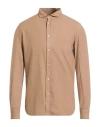 Boglioli Man Shirt Sand Size 17 ½ Viscose, Cotton In Neutral