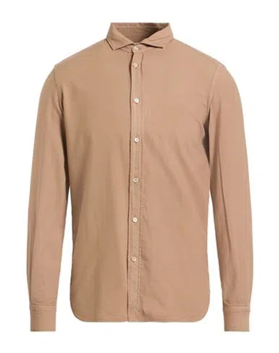 Boglioli Man Shirt Sand Size 17 ½ Viscose, Cotton In Neutral