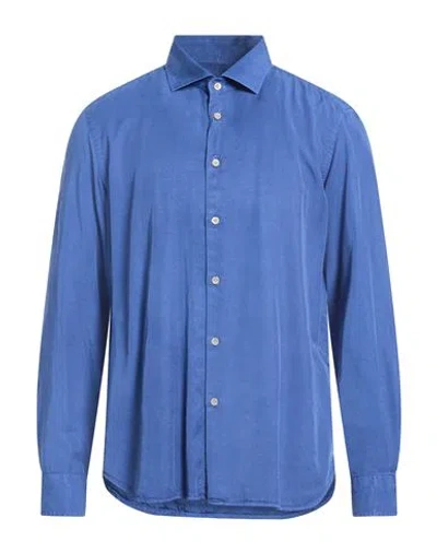 Boglioli Man Shirt Slate Blue Size 17 Lyocell
