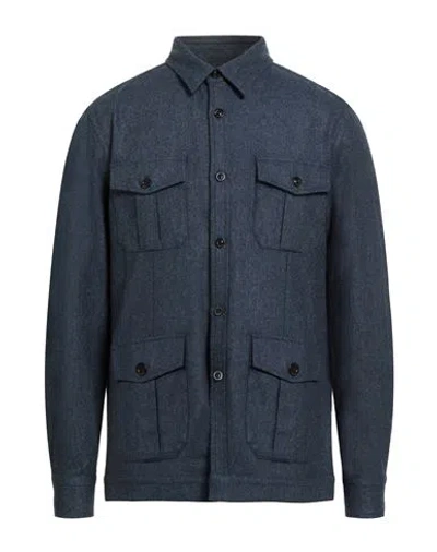 Boglioli Man Shirt Slate Blue Size Xxl Virgin Wool