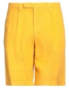 Boglioli Pleated Linen Shorts In Yellow