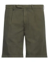 Boglioli Man Shorts & Bermuda Shorts Military Green Size 40 Cotton, Linen