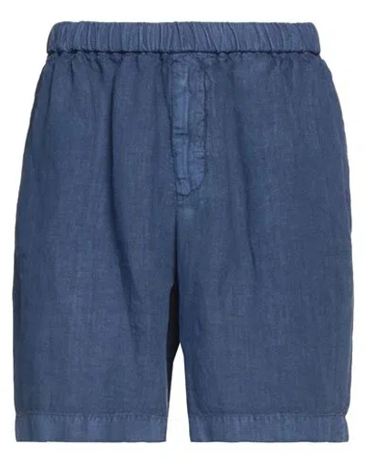 Boglioli Man Shorts & Bermuda Shorts Navy Size 32 Linen