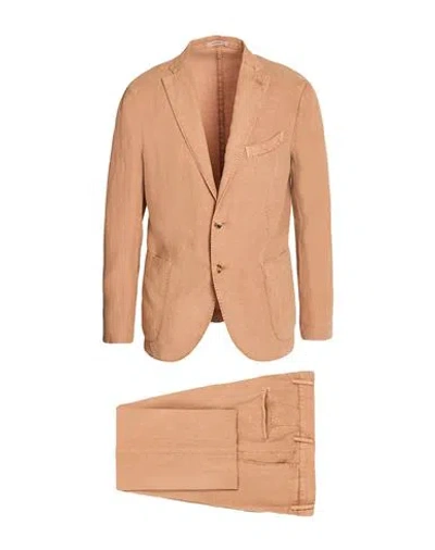 Boglioli Man Suit Apricot Size 46 Linen In Brown