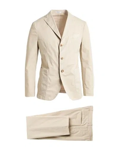 Boglioli Man Suit Beige Size 38 Cotton, Elastane In Neutral