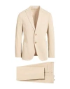 Boglioli Man Suit Beige Size 38 Cotton, Elastane In Pink