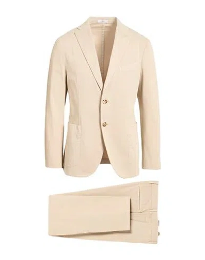 Boglioli Man Suit Beige Size 38 Cotton, Elastane In Pink