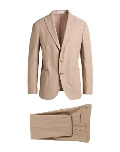 Boglioli Man Suit Beige Size 38 Cotton, Lyocell In Neutral