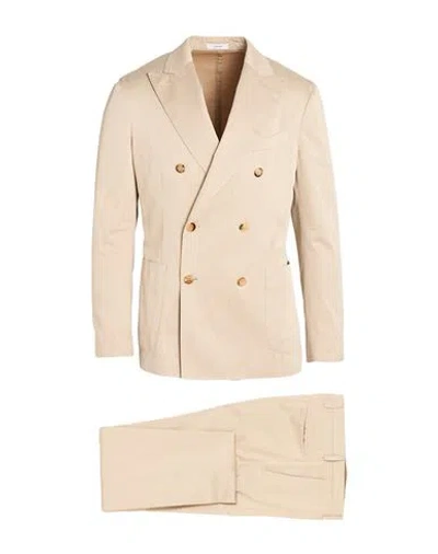 Boglioli Man Suit Beige Size 38 Cotton In Pattern