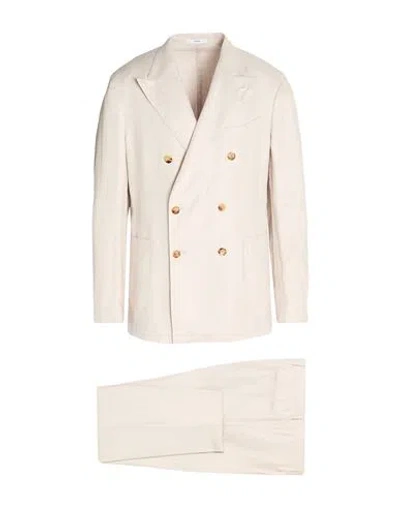 Boglioli Man Suit Beige Size 40 Linen In Neutral