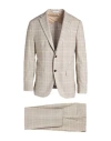 Boglioli Prince Of Wales Checked Wool-tweed Suit In Beige