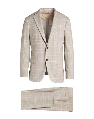 Boglioli Prince Of Wales Checked Wool-tweed Suit In Mushroom
