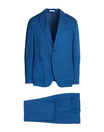Boglioli Man Suit Blue Size 38 Cotton, Linen