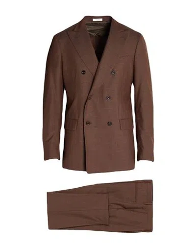 Boglioli Man Suit Brown Size 40 Virgin Wool, Silk