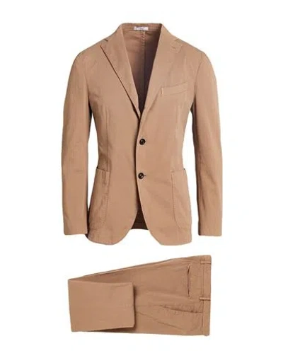 Boglioli Man Suit Camel Size 38 Cotton, Elastane In Brown
