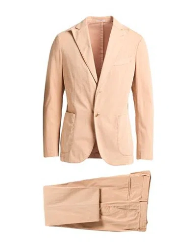 Boglioli Man Suit Camel Size 44 Cotton, Elastane In Nude