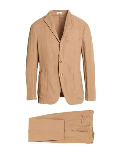 Boglioli Man Suit Camel Size 48 Linen In Brown