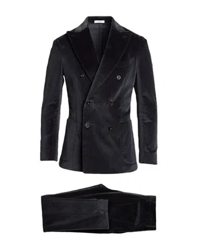 Boglioli Man Suit Charcoal Size 44 Cotton, Elastane In Black