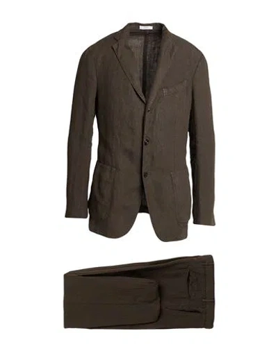 Boglioli Man Suit Dark Brown Size 42 Linen