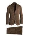 Boglioli Man Suit Dark Brown Size 38 Cotton, Elastane