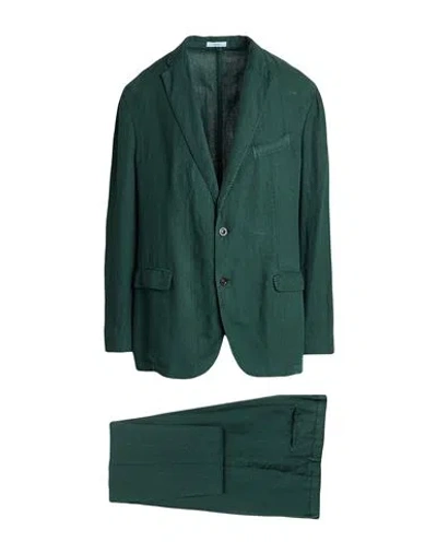 Boglioli Man Suit Dark Green Size 46 Linen