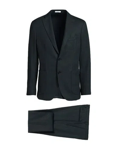 Boglioli Man Suit Dark Green Size 46 Virgin Wool, Elastane In Black
