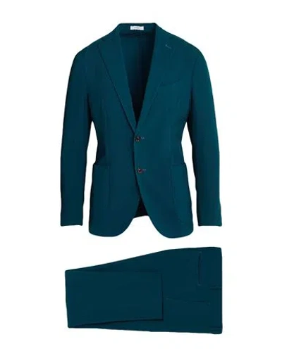 Boglioli Man Suit Deep Teal Size 38 Virgin Wool In Green