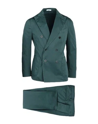 Boglioli Man Suit Emerald Green Size 42 Cotton, Elastane