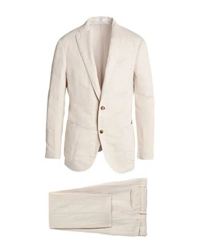 Boglioli Man Suit Ivory Size 46 Cotton, Linen In Blue