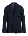 Boglioli Man Suit Jacket Navy Blue Size 42 Linen In Navy Blue