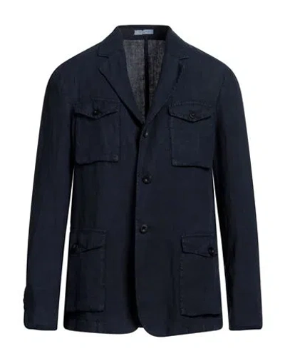 Boglioli Man Suit Jacket Navy Blue Size 42 Linen