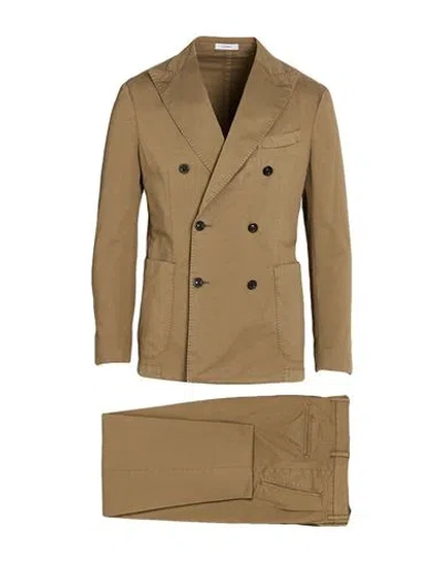 Boglioli Man Suit Khaki Size 38 Cotton, Elastane In Brown
