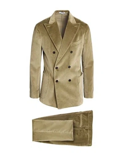 Boglioli Man Suit Khaki Size 44 Cotton, Elastane In Sand