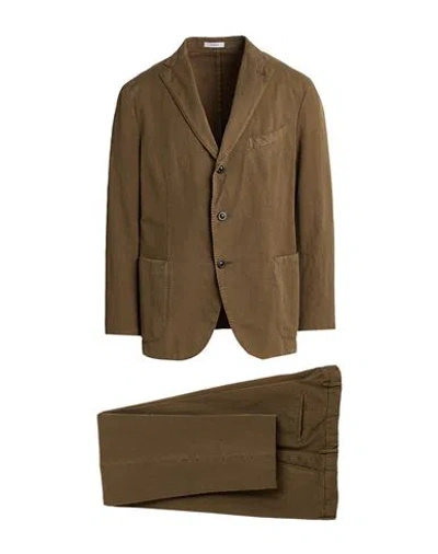 Boglioli Man Suit Khaki Size 44 Cotton, Linen, Elastane In Gray