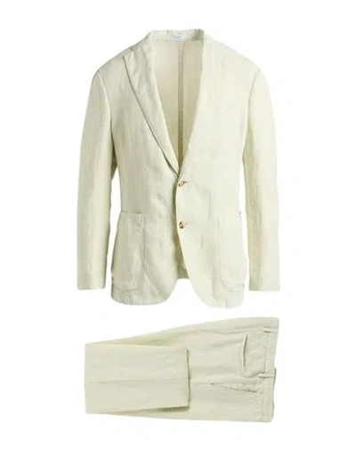 Boglioli Man Suit Light Green Size 38 Linen In White