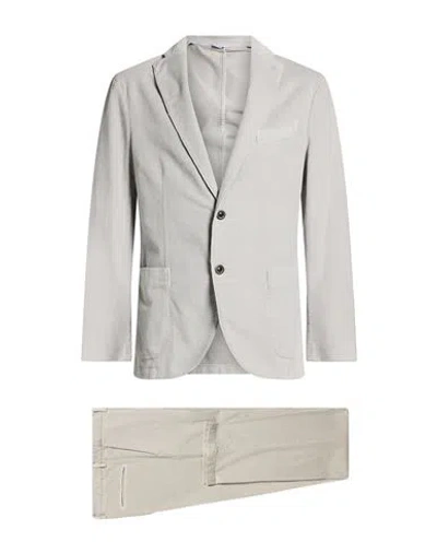 Boglioli Man Suit Light Grey Size 36 Cotton, Modal, Elastane In Gray