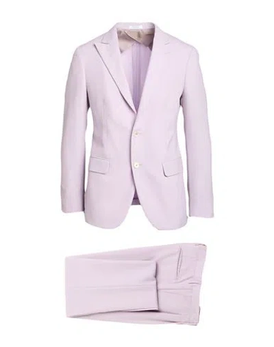 Boglioli Man Suit Lilac Size 44 Virgin Wool, Cupro In Purple