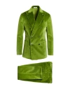 Boglioli Man Suit Lime Green Size 40 Cotton, Elastane In Green